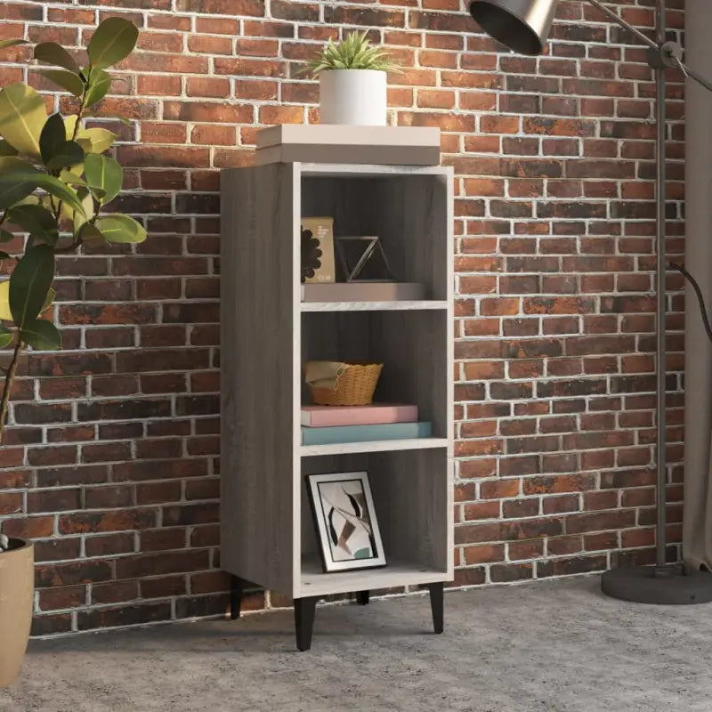 Hoogglans wit dressoir van bewerkt hout met metalen poten - Grijs sonoma / 1 - Dressoirs & buffetkasten