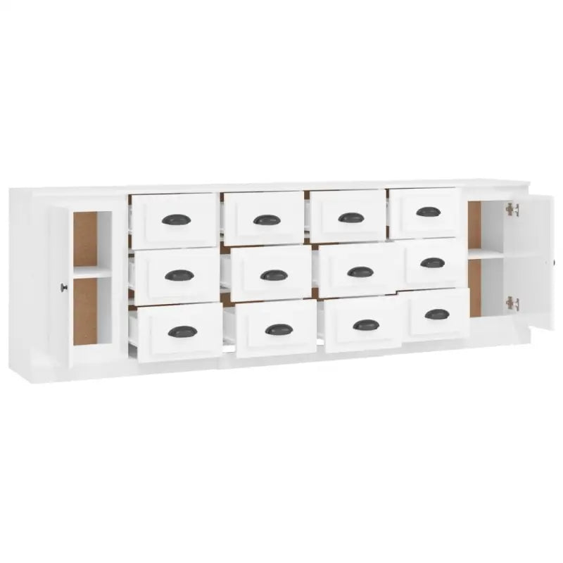 Hoogglans wit dressoir van bewerkt hout met tijdloze uitstraling - Dressoirs & buffetkasten