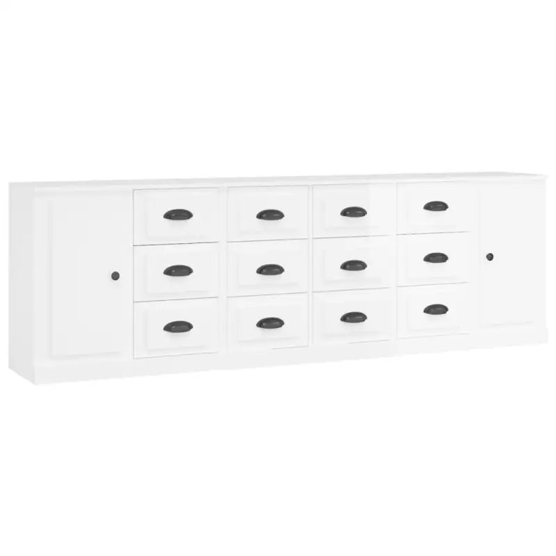 Hoogglans wit dressoir van bewerkt hout met tijdloze uitstraling - Dressoirs & buffetkasten