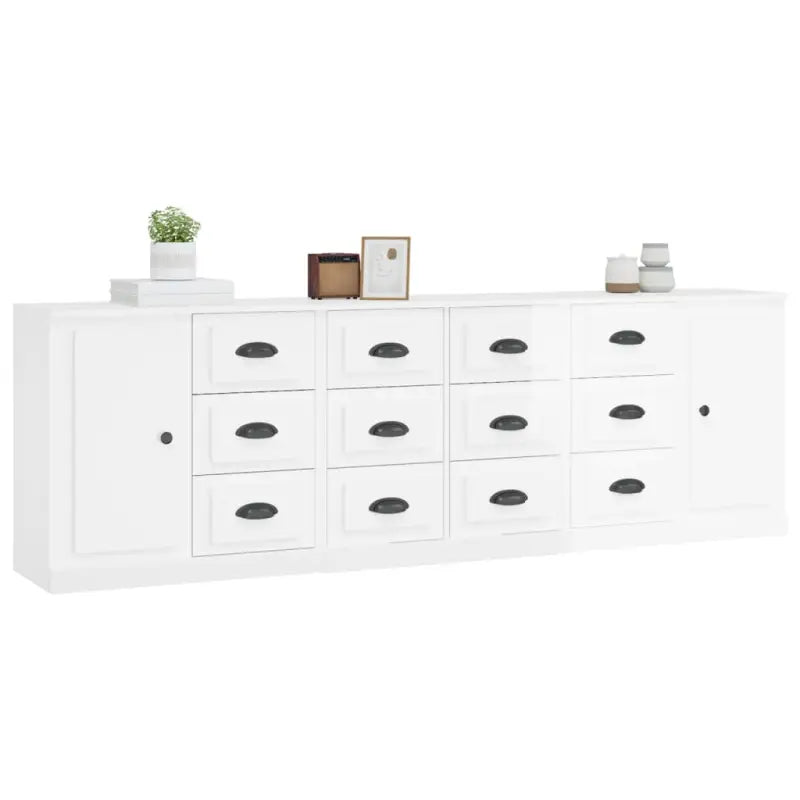 Hoogglans wit dressoir van bewerkt hout met tijdloze uitstraling - Dressoirs & buffetkasten