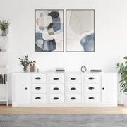 Hoogglans wit dressoir van bewerkt hout met tijdloze uitstraling - Dressoirs & buffetkasten