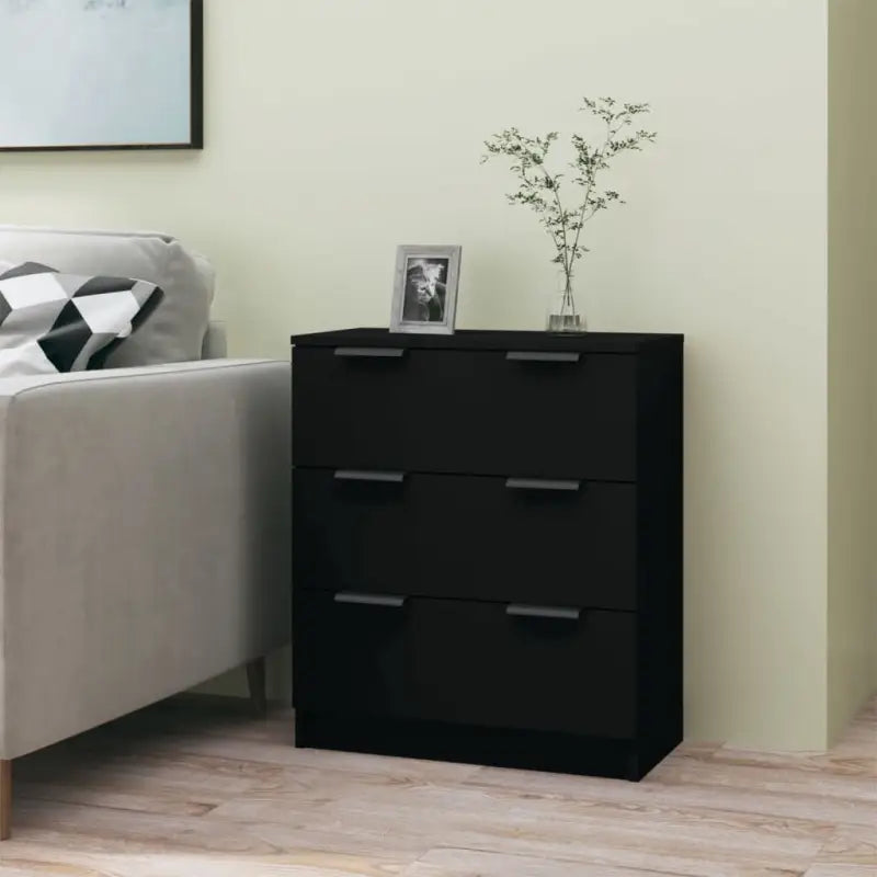 Hoogglans wit dressoir van bewerkt hout voor gemakkelijk schoonmaken - Zwart / 1 - Dressoirs & buffetkasten