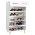 Hoogglans wit schoenenkast van bewerkt hout in Scandinavisch design - Schoenenrekken