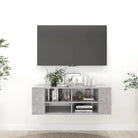 Hoogglans wit Tv-meubel met bewerkt hout en verstelbare opbergruimte - Betongrijs / 1 - Tv-meubels