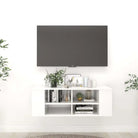 Hoogglans wit Tv-meubel met bewerkt hout en verstelbare opbergruimte - Hoogglans wit / 1 - Tv-meubels