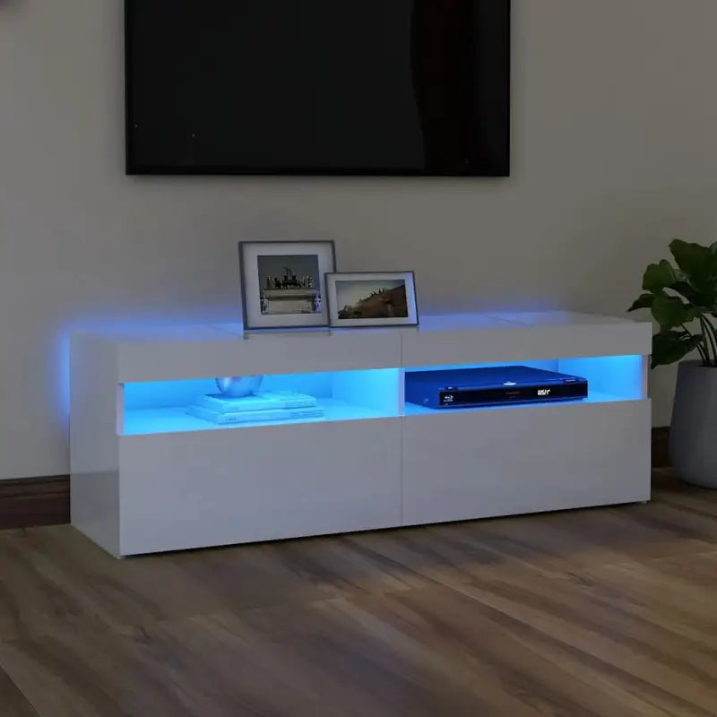 Hoogglans wit tv-meubel met rgb led-verlichting en stevig ontwerp - Hoogglans wit / 1 / 120 cm - Tv-meubels