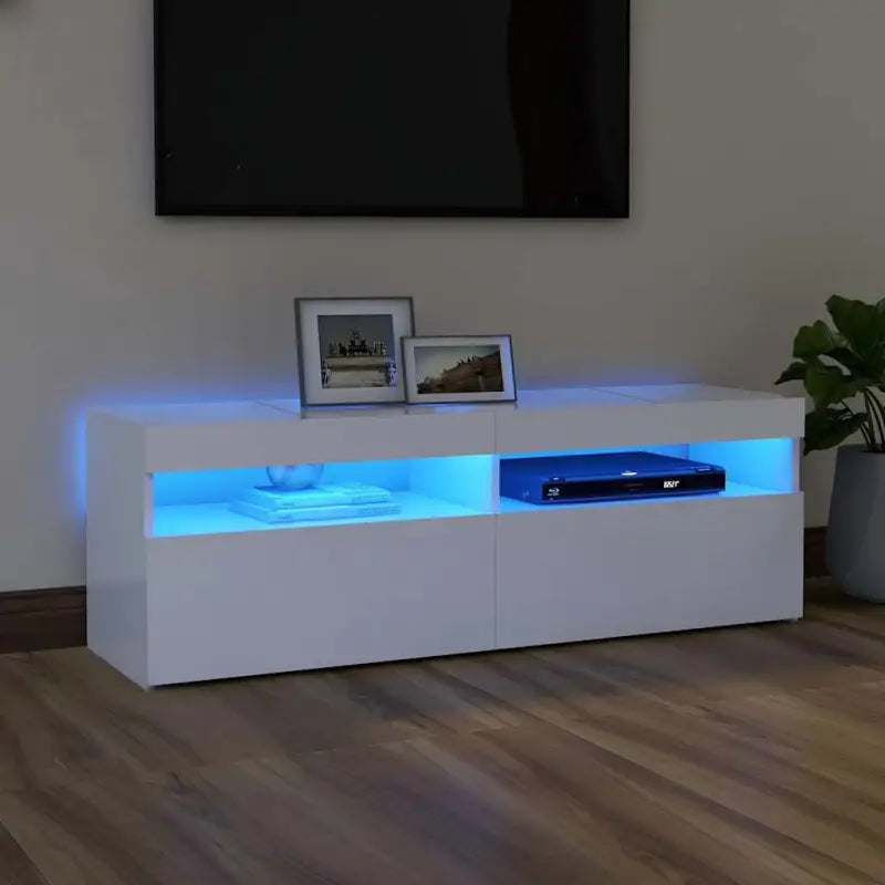 Hoogglans wit tv-meubel met rgb led-verlichting en stevig ontwerp - Wit / 1 / 120 cm - Tv-meubels