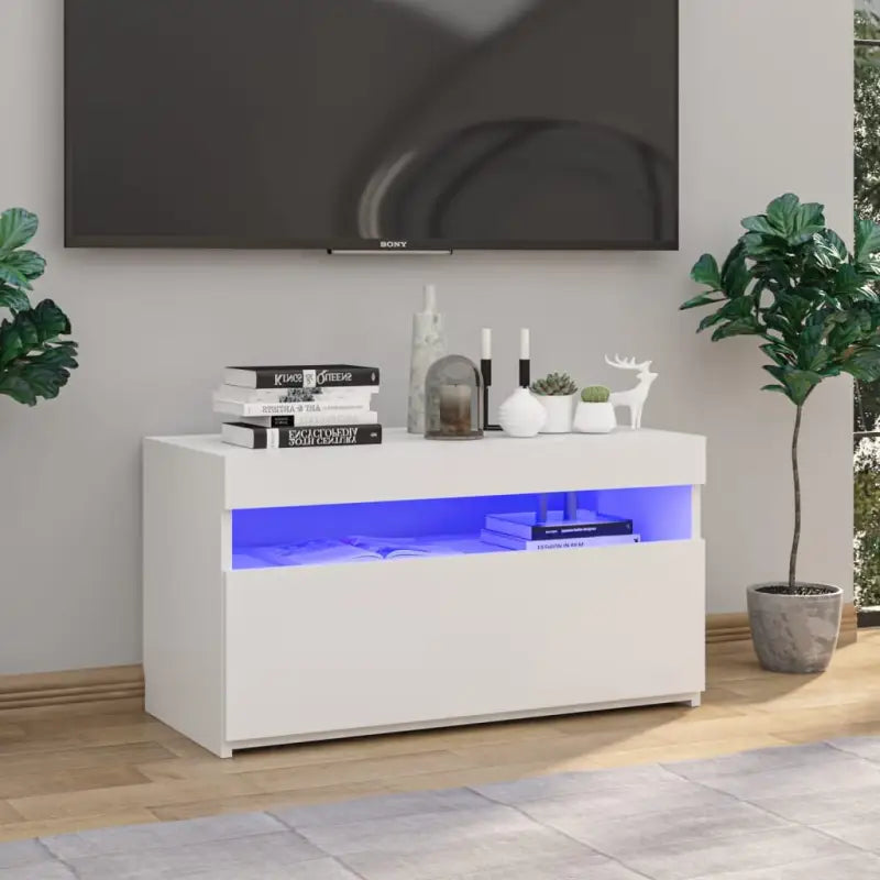 Hoogglans wit tv-meubel met rgb led-verlichting en stevig ontwerp - Hoogglans wit / 1 / 75 cm - Tv-meubels