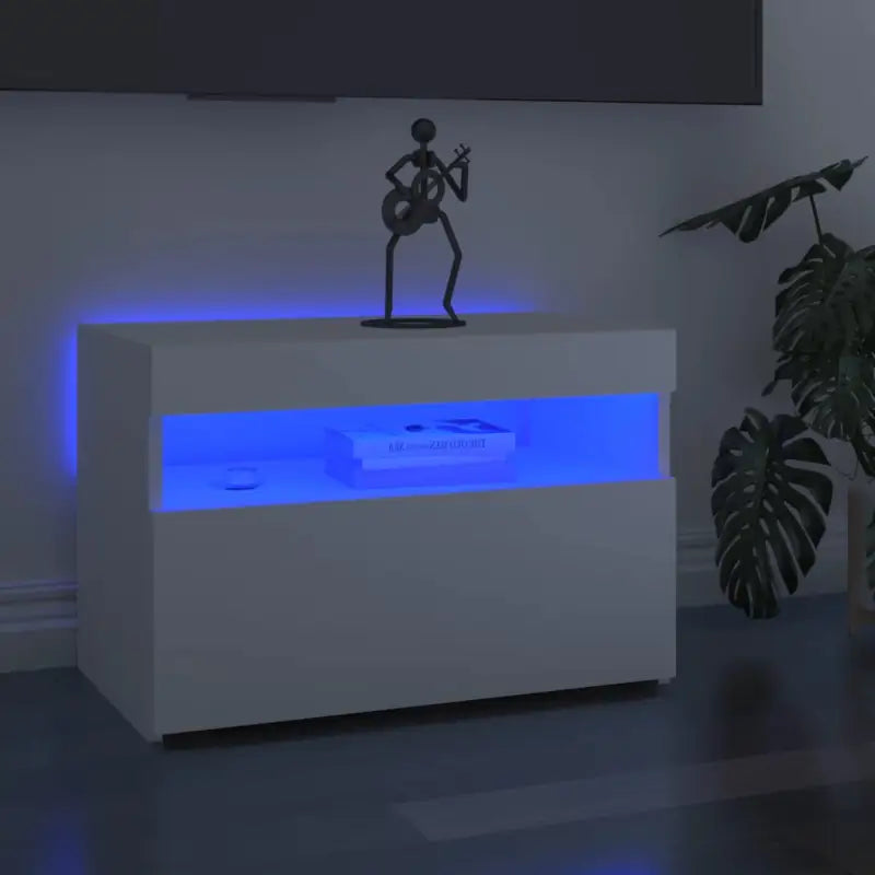 Hoogglans wit tv-meubel met rgb led-verlichting en stevig ontwerp - Wit / 1 / 60 cm - Tv-meubels