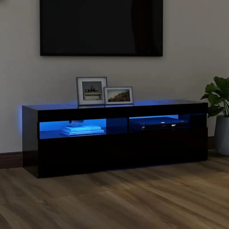 Hoogglans wit tv-meubel met rgb led-verlichting en stevig ontwerp - Zwart / 1 / 120 cm - Tv-meubels