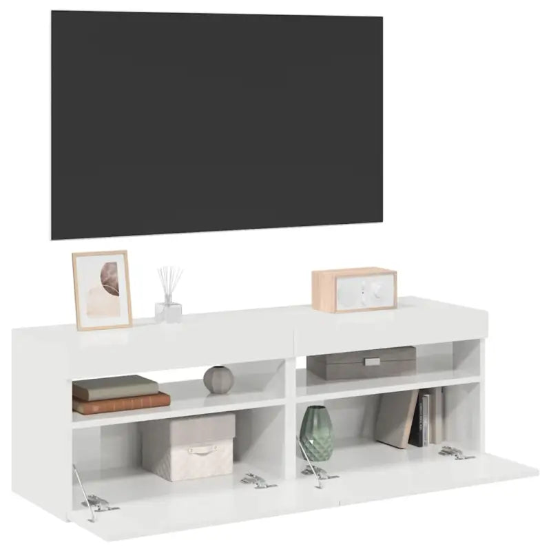 Hoogglans wit tv-meubel met rgb led-verlichting en stevig ontwerp - Hoogglans wit / 2 / 60 cm - Tv-meubels