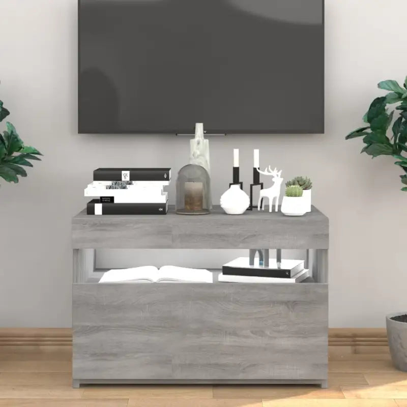 Hoogglans wit tv-meubel met rgb led-verlichting en stevig ontwerp - Grijs sonoma / 1 / 60 cm - Tv-meubels