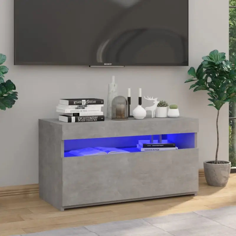 Hoogglans wit tv-meubel met rgb led-verlichting en stevig ontwerp - Betongrijs / 1 / 75 cm - Tv-meubels