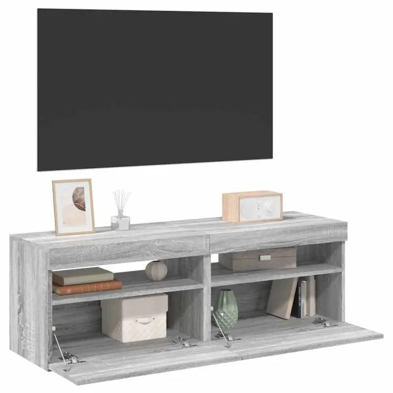 Hoogglans wit tv-meubel met rgb led-verlichting en stevig ontwerp - Grijs sonoma / 2 / 60 cm - Tv-meubels