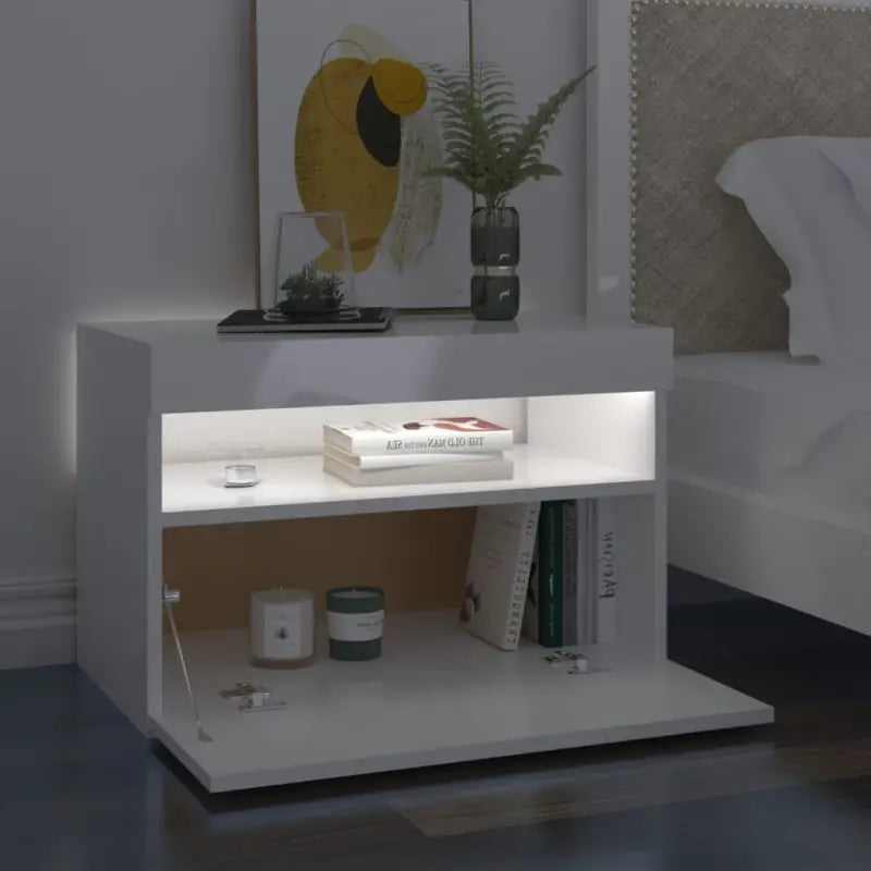 Hoogglans wit tv-meubel met rgb led-verlichting en stevig ontwerp - Tv-meubels