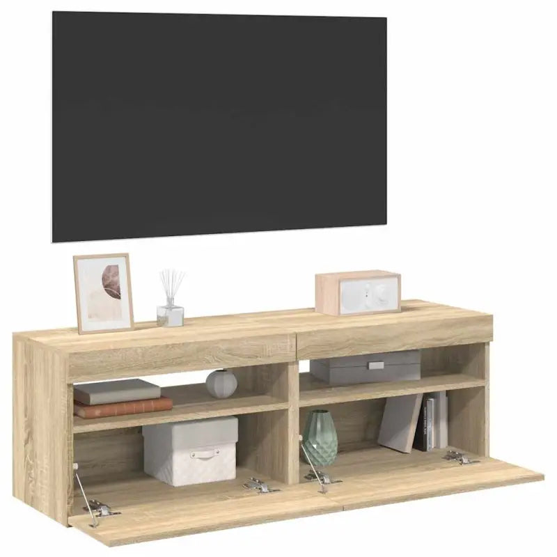 Hoogglans wit tv-meubel met rgb led-verlichting en stevig ontwerp - Sonoma eiken / 2 / 60 cm - Tv-meubels