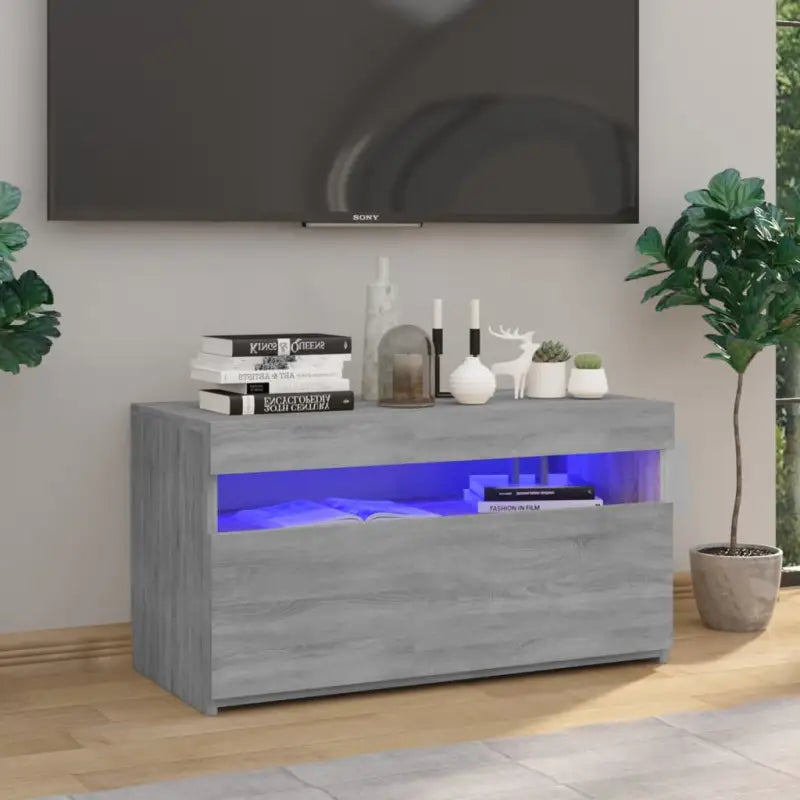 Hoogglans wit tv-meubel met rgb led-verlichting en stevig ontwerp - Grijs sonoma / 1 / 75 cm - Tv-meubels