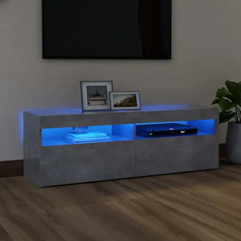 Hoogglans wit tv-meubel met rgb led-verlichting en stevig ontwerp - Betongrijs / 1 / 120 cm - Tv-meubels