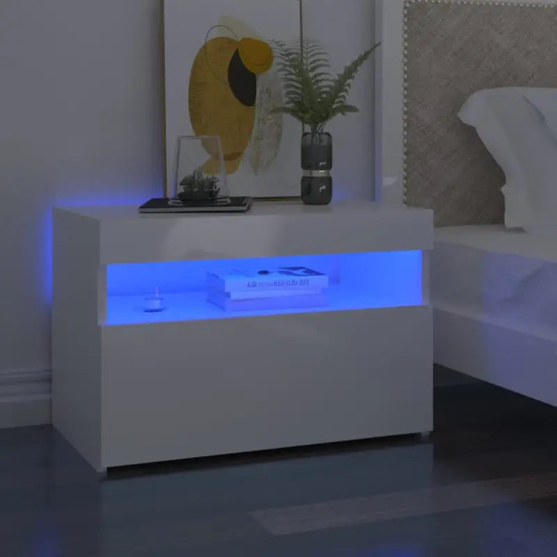 Hoogglans wit tv-meubel met rgb led-verlichting en stevig ontwerp - Tv-meubels