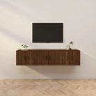 Hoogglans wit tv-meubel met strak en klassiek design - bruin eikenkleur / 3 / 57 cm - Tv-meubels
