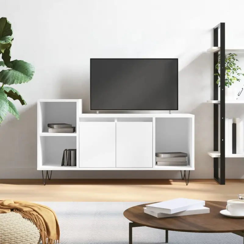 Hoogglans Wit Tv-meubel van Bewerkt Hout voor een stijlvolle kamer - Tv-meubels