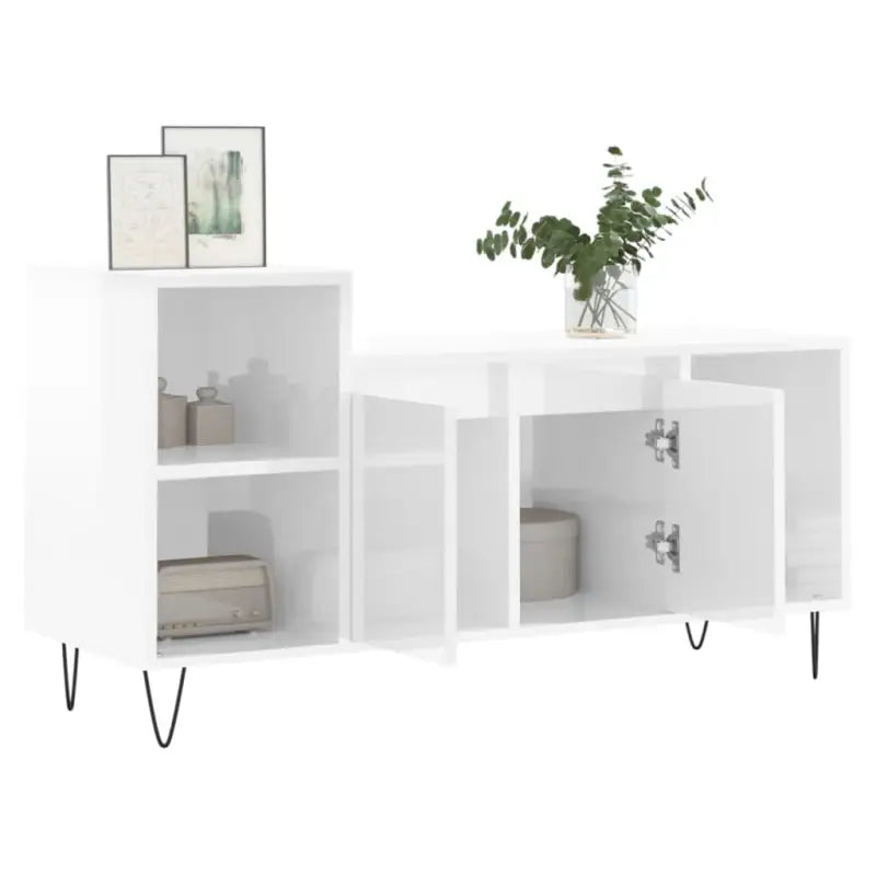 Hoogglans Wit Tv-meubel van Bewerkt Hout voor een stijlvolle kamer - Tv-meubels