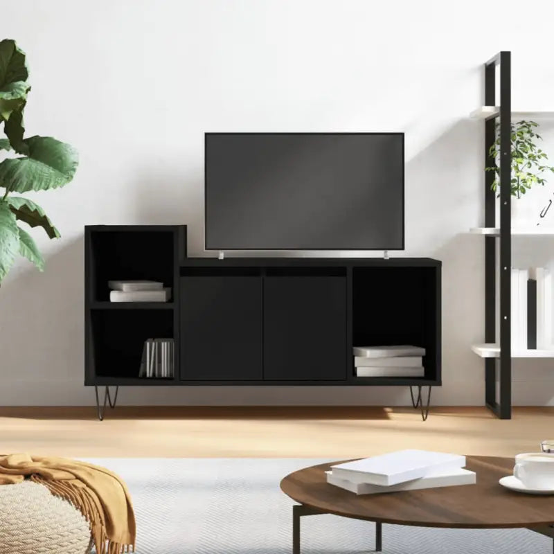 Hoogglans Wit Tv-meubel van Bewerkt Hout voor een stijlvolle kamer - Zwart / 1 - Tv-meubels