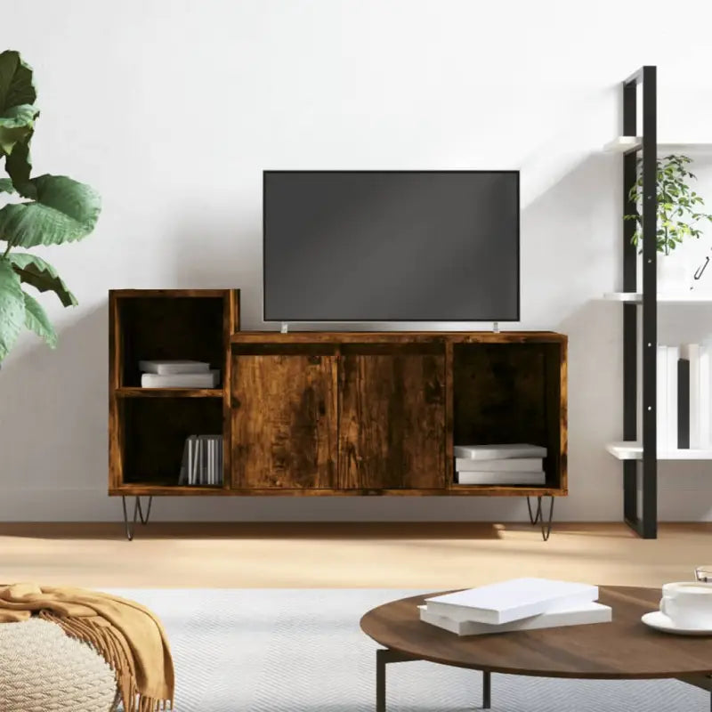 Hoogglans Wit Tv-meubel van Bewerkt Hout voor een stijlvolle kamer - Gerookt eiken / 1 - Tv-meubels