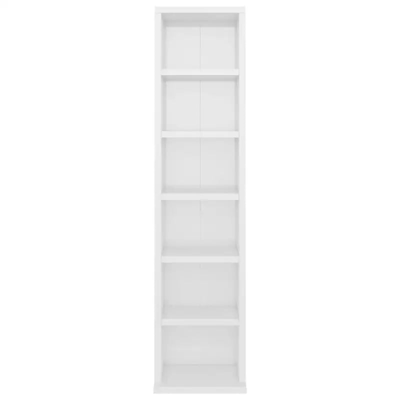 Hoogglans witte cd kast met bewerkt hout en open vakken - Cd- & dvd-kasten