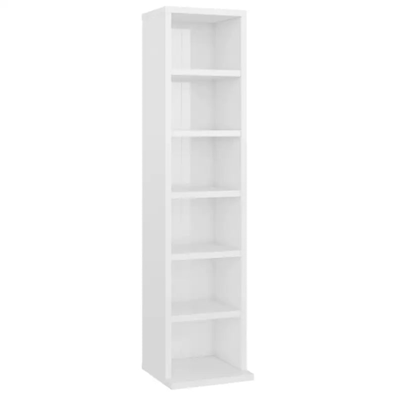 Hoogglans witte cd kast met bewerkt hout en open vakken - Cd- & dvd-kasten
