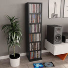 Hoogglans witte cd kast met bewerkt hout en open vakken - Zwart / 1 - Cd- & dvd-kasten