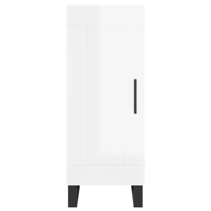 Hoogglans witte dressoir met metalen poten en bewerkt hout - Dressoirs & buffetkasten