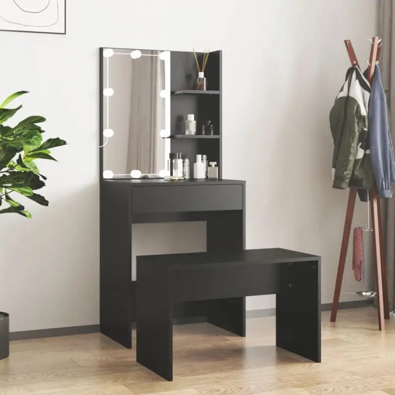 Hoogglans witte slaapkamerkaptafel bewerkt hout binnen handbereik - Zwart / 60 x 40 x 140 cm / 1 - Slaapkamerkaptafels