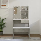 Hoogglans witte slaapkamerkaptafel bewerkt hout binnen handbereik - Betongrijs / 74.5 x 40 x 141 cm / 1