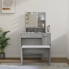 Hoogglans witte slaapkamerkaptafel bewerkt hout binnen handbereik - Grijs sonoma / 86.5 x 35 x 136 cm / 1