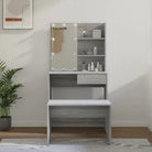 Hoogglans witte slaapkamerkaptafel bewerkt hout binnen handbereik - Grijs sonoma / 74.5 x 40 x 141 cm / 1