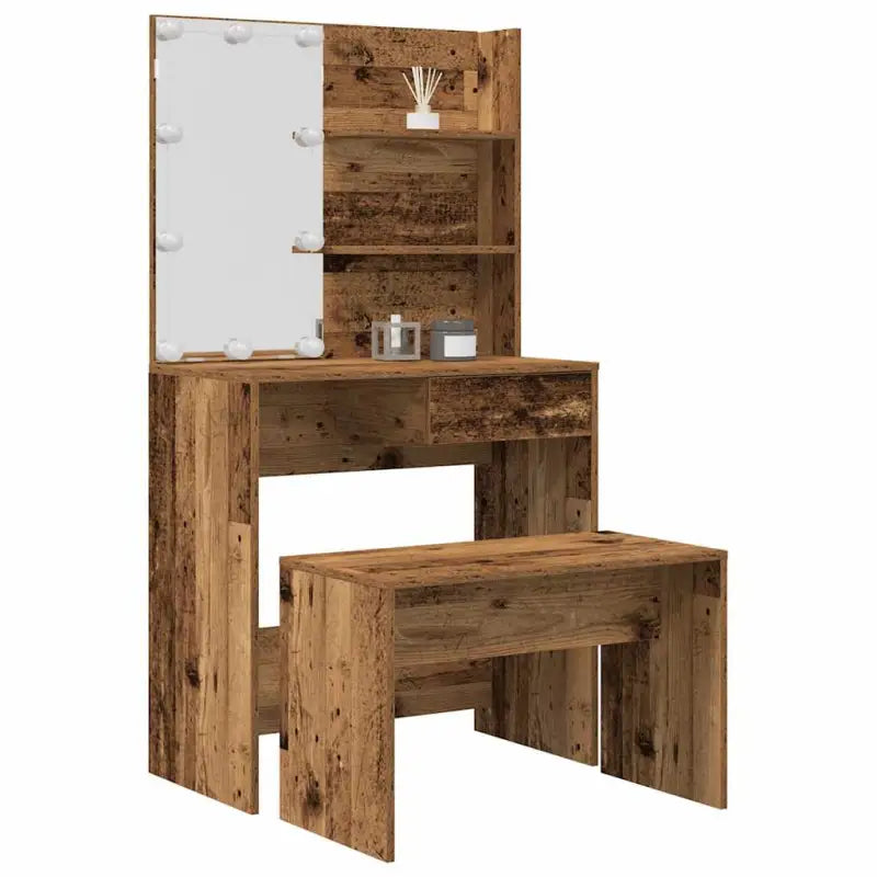 Hoogglans witte slaapkamerkaptafel bewerkt hout binnen handbereik - Oud hout / 74.5 x 40 x 141 cm / 1