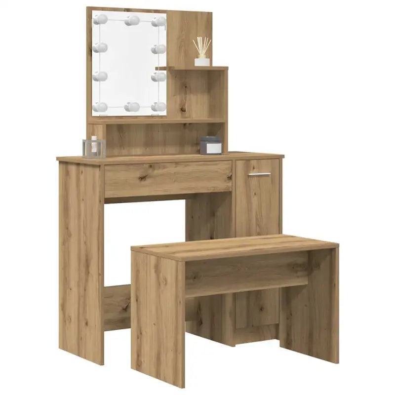 Hoogglans witte slaapkamerkaptafel bewerkt hout binnen handbereik - Oud hout / 86.5 x 35 x 136 cm / 1