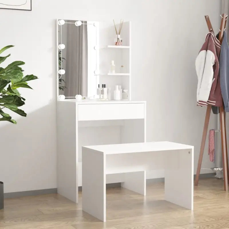 Hoogglans witte slaapkamerkaptafel bewerkt hout binnen handbereik - Wit / 60 x 40 x 140 cm / 1 - Slaapkamerkaptafels