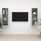 Hoogglans Zwart Tv-Meubelset met Opbergruimte en Wandmontagemogelijkheden - Betongrijs / 2 - Tv-meubels