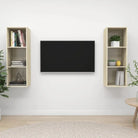 Hoogglans Zwart Tv-Meubelset met Opbergruimte en Wandmontagemogelijkheden - Sonoma eiken / 2 - Tv-meubels