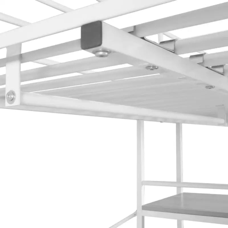 Hoogslaper met bureau en opbergschappen voor kinderkamers - Wit / 90 x 200 cm - Bedden & bedframes