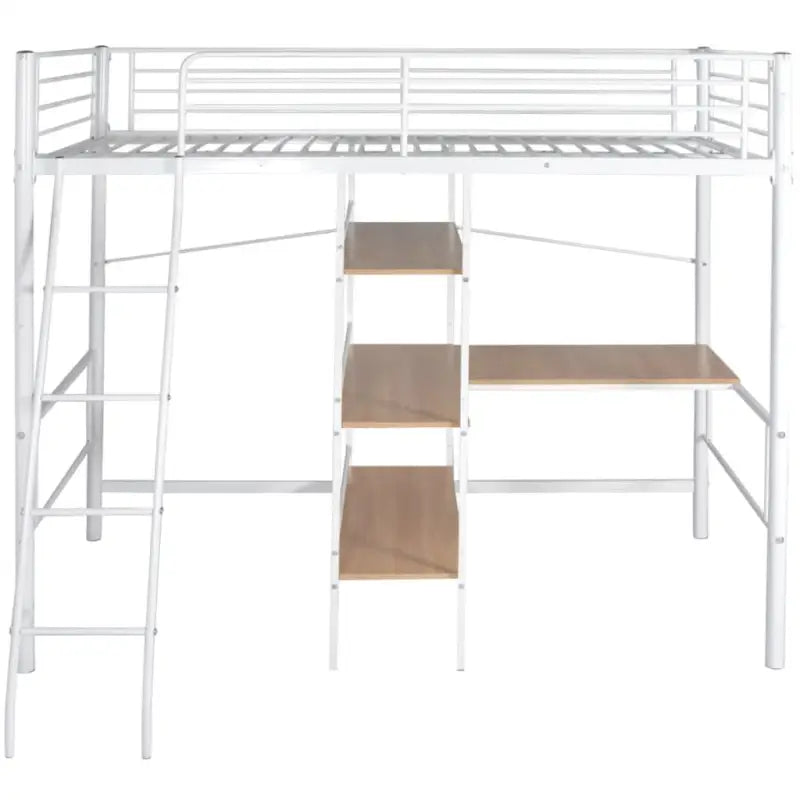 Hoogslaper met bureau en opbergschappen voor kinderkamers - Wit / 90 x 200 cm - Bedden & bedframes