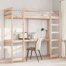 Hoogslaper met bureau in massief grenenhout voor beperkte ruimte - Naturel / 75 x 190 cm - Bedden & bedframes
