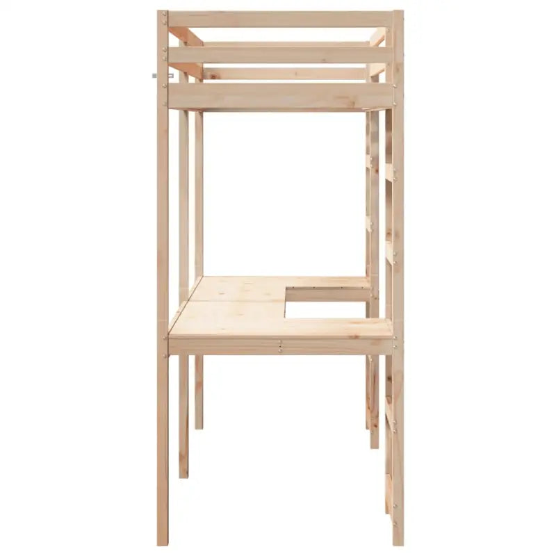 Hoogslaper met bureau in massief grenenhout voor beperkte ruimte - Bedden & bedframes