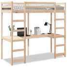 Hoogslaper met bureau in massief grenenhout voor beperkte ruimte - Bedden & bedframes