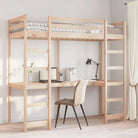 Hoogslaper met bureau in massief grenenhout voor beperkte ruimte - Naturel / 80 x 200 cm - Bedden & bedframes