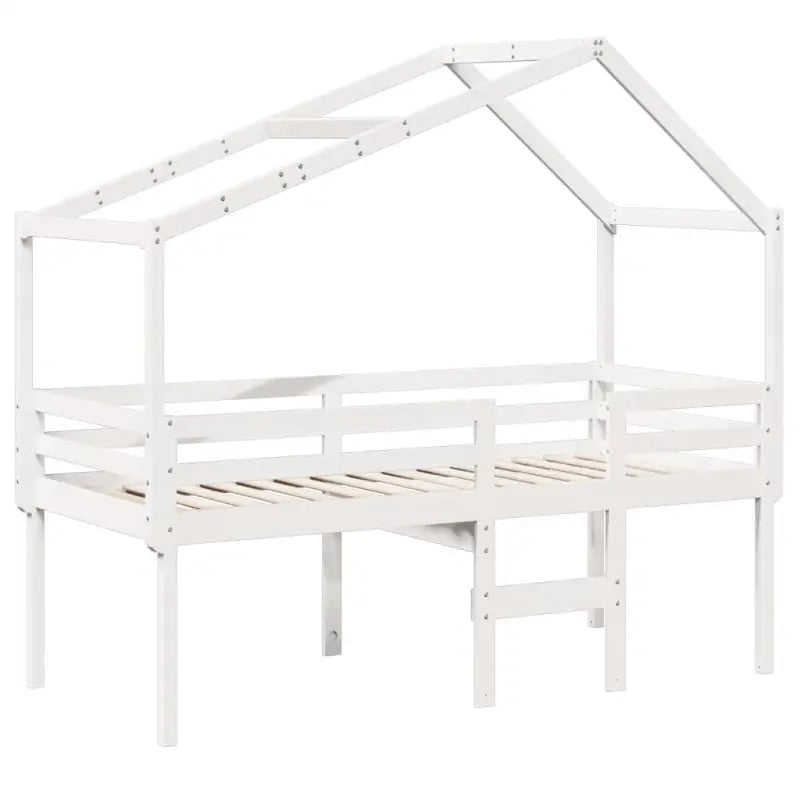 Hoogslaper van massief grenenhout met open zijdeur in wit materiaal - Bedden & bedframes