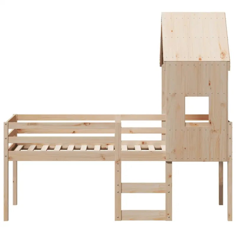 Hoogslaper van massief grenenhout met open zijdeur voor kleine kamers - Bedden & bedframes