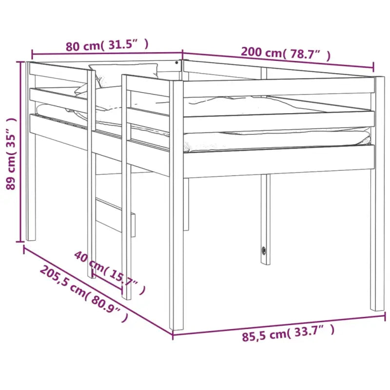 Hoogslaper van massief grenenhout voor moderne kleine slaapkamers - Bedden & bedframes